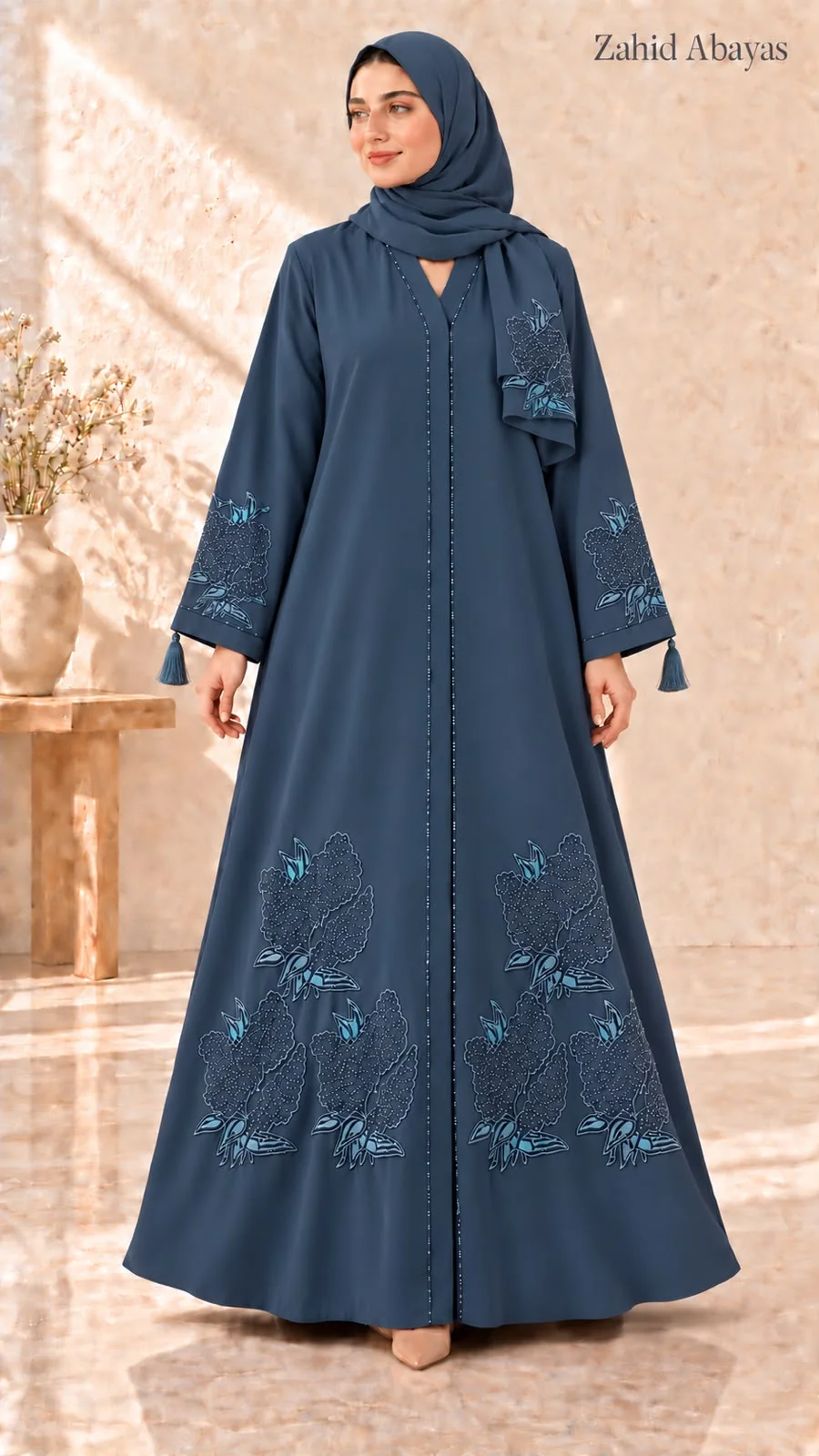 Green Staff nida embroidery Abaya
